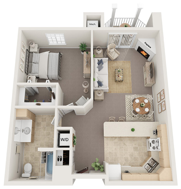 3D Floor Plan Unit D2