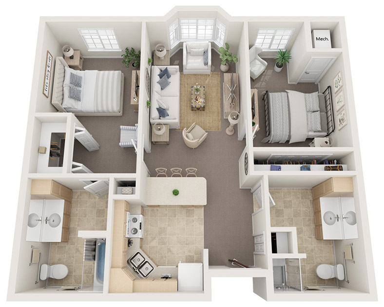 3D Floor Plan Unit M