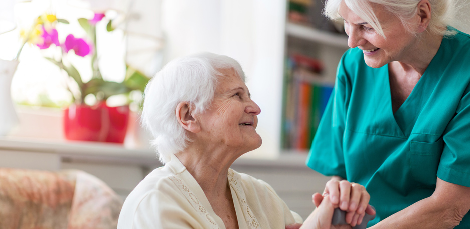 woman resident getting care